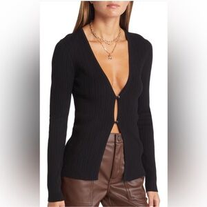 Open Edit Black Ribbed V-Neck Cardigan. Worn once.